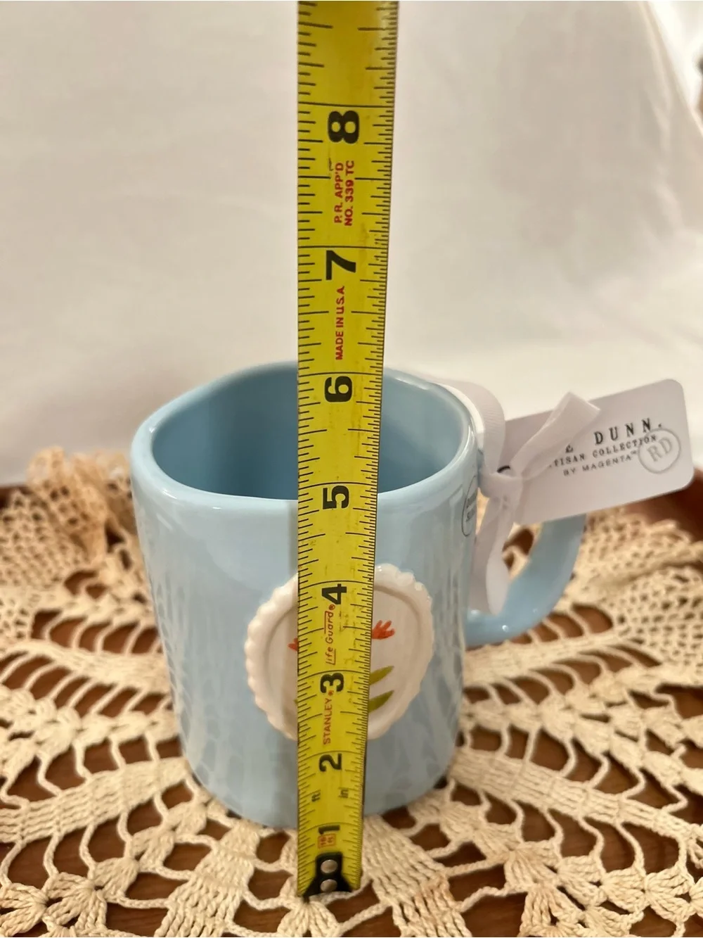 NWT Rae Dunn Blue Floral Grateful Double Sided Ceramic Mug